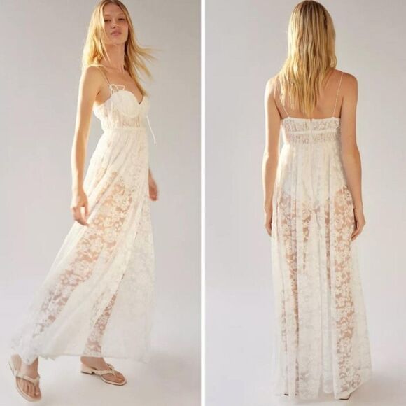 NWT For Love & Lemons Lace Bustier Maxi Dress White Size XS $266 - Picture 3 of 11